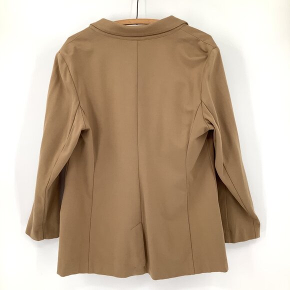 J. Jill Blazer Womens Camel Brown Ponte Stretch Jacket Large Minimalist Office - Picture 3 of 6